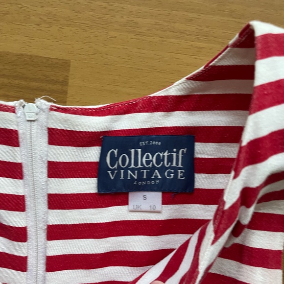 Collectif Red and White Striped dress, size uk10 - Picture 2 of 2